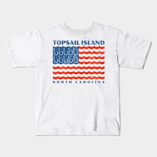 Topsail Island, NC Patriotic Fishing Flag Kids T-Shirt